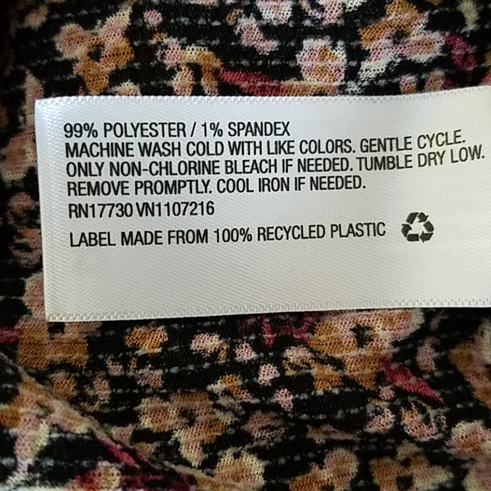 Ava & Viv Plus Size Black and Tan Floral Print Long Sleeve Blouse Size 1X - Picture 4 of 4